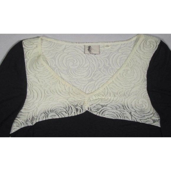 Anthropologie ~ Polyester/Spandex Blend Lace Top - Woman's Medium - White/Black - Picture 4 of 5